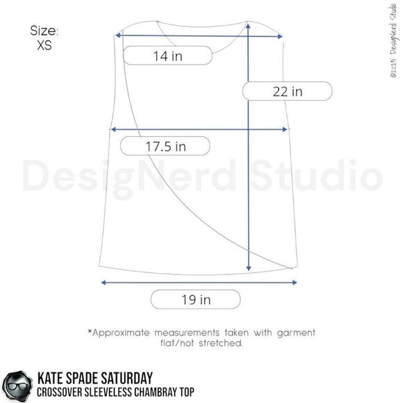 VINTAGE KATE SPADE SATURDAY CROSSOVER SLEEVELESS POPLIN SHIRT IN CHAMBRAY BLUE - Picture 6 of 8